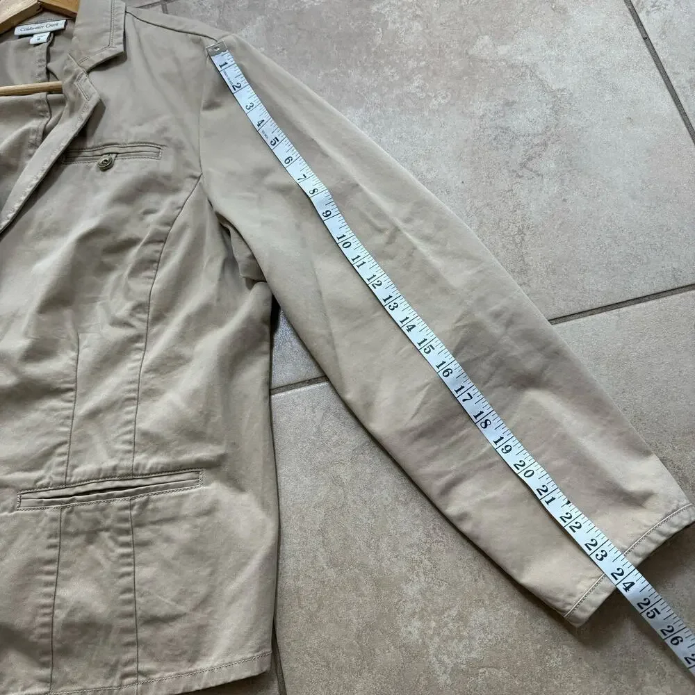 Coldwater Creek Utility Jacket Womens Plus Size 18 Tan Khaki Cotton Cargo Barn